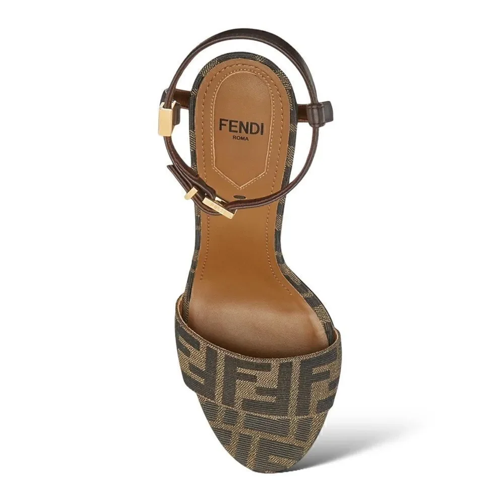FENDI DELFINA FF & LEATHER SANDAL | Size: 38 |